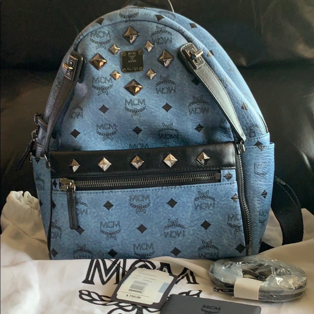 MCM small backpack in blue (denim)